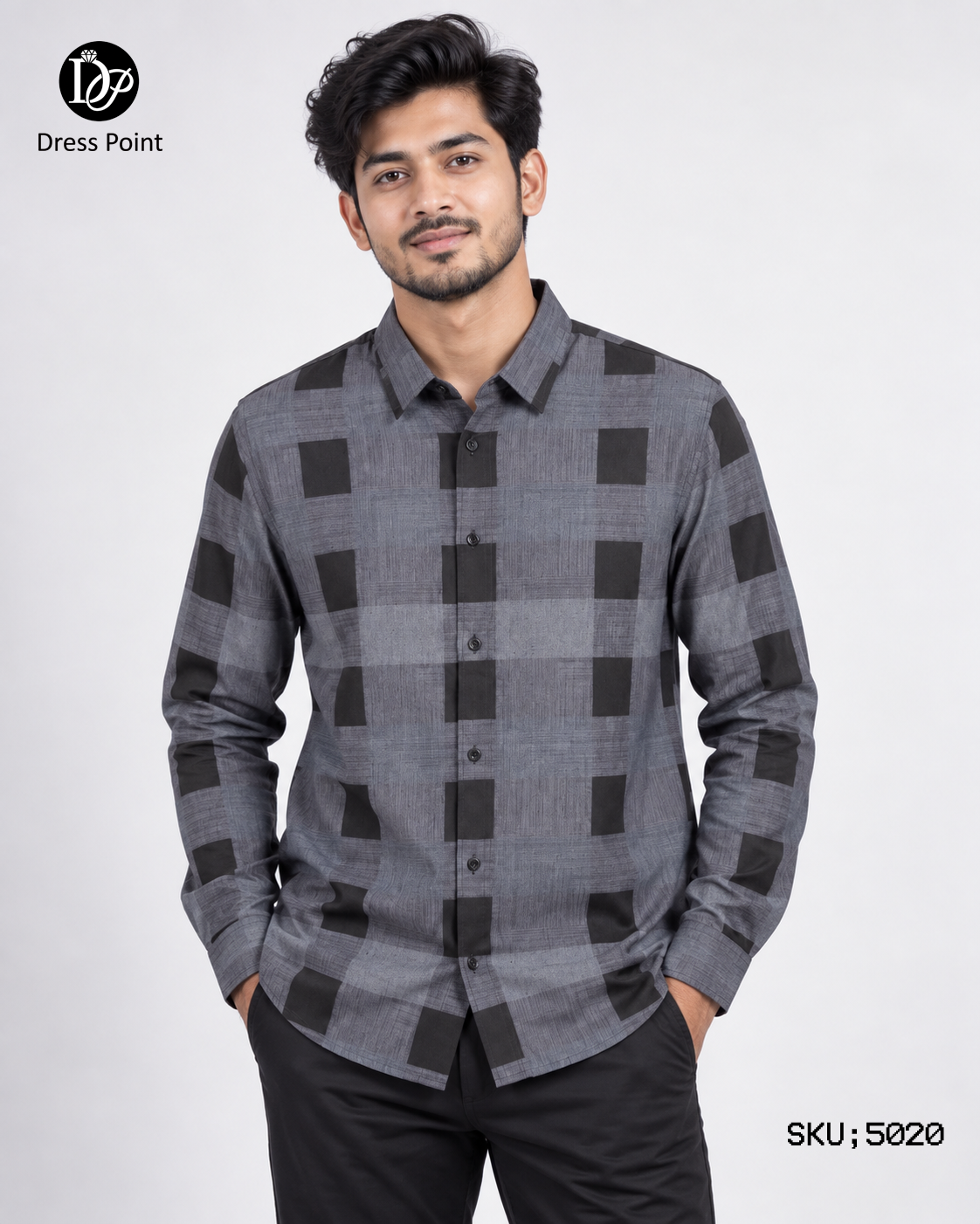 Black & Grey Check Pattern Shirt