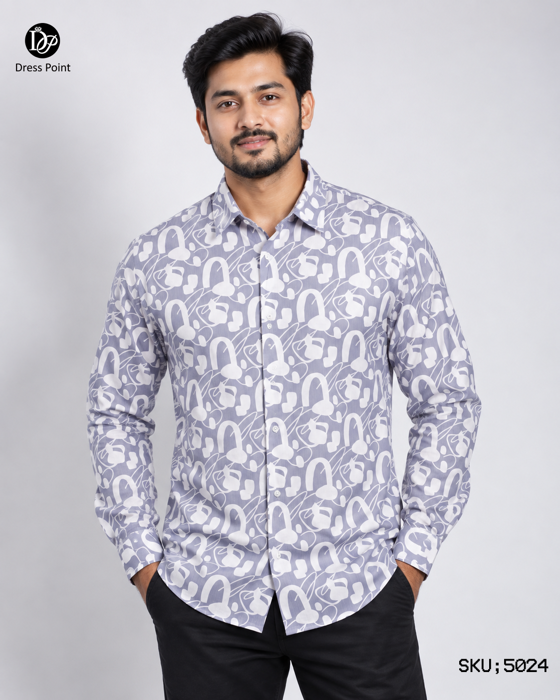 Pastel Purple Printed Shirt full shirt